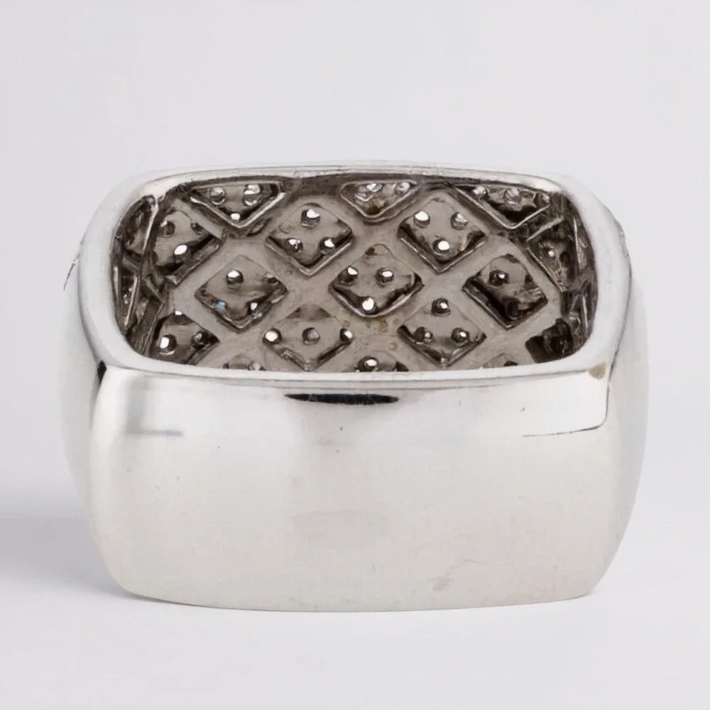 18K White‎ Gold 1.32ctw 165 Round Pavé Diamond Band 6.75 Rhodium-Plated Finish